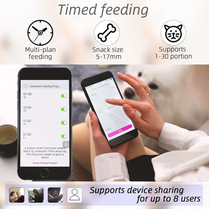 Automatic dog and cat feeder with mobile app schedule, portion control and smart feeding system
