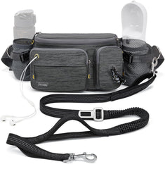 4-in-1 Hands-Free Dog Leash Belt with Storage & Water Bottle Holders