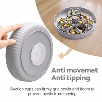 Slow feeder dog bowl with anti-slip suction base to prevent movement and tipping, interactive feeder designed for safer and slower eating